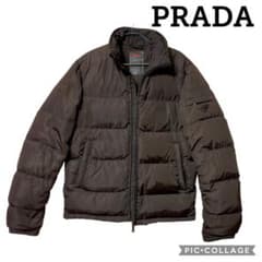 PRADA 三角ロゴ ダウンジャケット カーキ SGJ091 46 ブラウン M - メルカリ