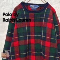 【レア】ポロ ラルフローレン チェック柄 ウールニット セーター 古着