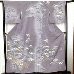 紫色 花柄と金駒刺繍 訪問着 特Cカ - メルカリ
