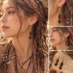 天然ウッドの ボヘミアンピアスのサムネイル