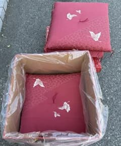 和風 高級座布団 扇面 5枚セット 蝶 草花文様 朱色 箱入り おまとめ 和風 高級座布団 扇面 5枚セット 蝶 草花文様 朱色 箱入り おまとめ