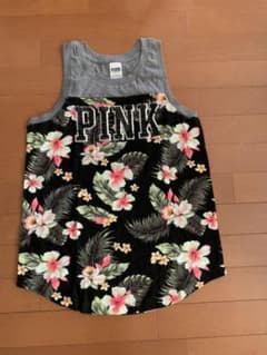 PINK ハイビスカス柄タンクトップ　S〜Mサイズのサムネイル