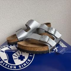 新同品◯BIRKENSTOCK アリゾナ ビルコフロー シルバー 普通幅24.5 新同品◯BIRKENSTOCK アリゾナ ビルコフロー シルバー 普通幅24.5
