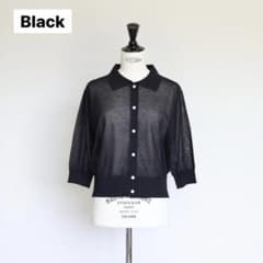 【新品】 Gypsohila Fresh Polo 五分袖ポロニット シアー 黒 新品】 Gypsohila Fresh Polo 五分袖ポロニット シアー 黒 - メルカリ