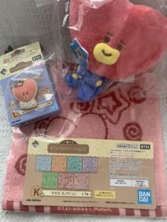 BT21 이치 반 쿠지 TATA 봉제 장난감 수건 고무 매력