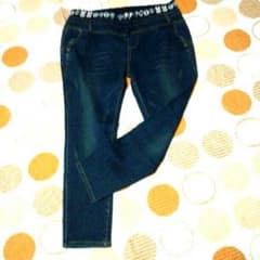 5、6L大きいサイズ　ダメージデニム　ロゴゴムジーンズのサムネイル