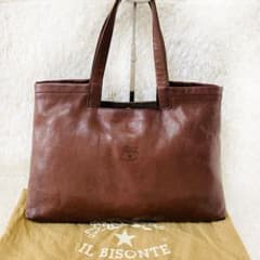 イルビゾンテ　トートバッグ　A4収納　レザー　ダークブラウン　保存袋付き　通勤のサムネイル