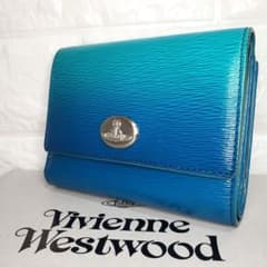 Vivienne Westwood ターコイズブルーグラデーションがま口折り財布 Vivienne Westwood ターコイズブルーグラデーションがま口折り財布
