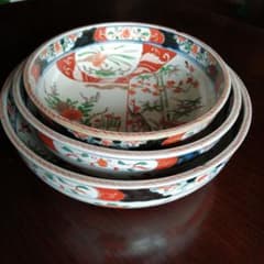 古伊万里 赤絵錦三ツ鉢 22〜28cm 江戸後期〜明治初期 - メルカリ