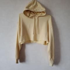 H&M DIVIDED クロップド丈 パーカー イエロー Sのサムネイル