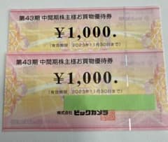 ビックカメラ株主優待2000円のサムネイル
