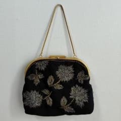ビーズ刺繍 パーティーバッグ ブラック ゴールド 珍しいリバーシブルのサムネイル
