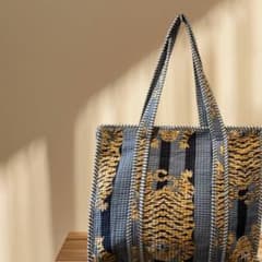 インドブロックプリントblock print トートバッグ　マザーズバック　Mのサムネイル
