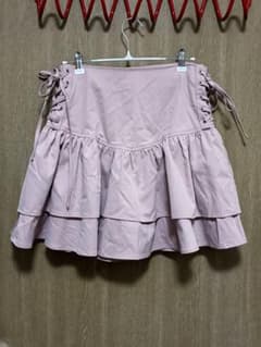 レースアップ ティアード ミニスカート ピンク SHEINのサムネイル