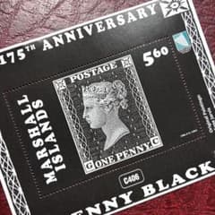 76157セール現品限 外国切手マーシャル諸島発行ペニーブラック小型