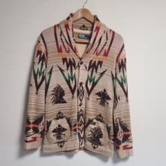 ポロバイラルフローレン ショールカラー カーディガン ネイティブ柄 M