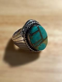 ターコイズ 風インレイ シルバーリング Sterling HH ターコイズ 風インレイ シルバーリング Sterling HH - メルカリ