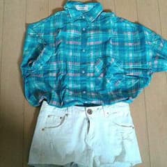H&S☆様専用　PEACH JONH2wayチェックシャツのサムネイル