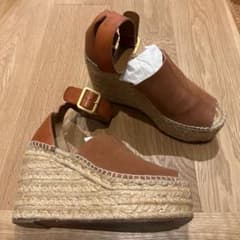 【8/5まで値下げ交渉可】CHLOE／アンクルストラップ ウェッジサンダル 38のサムネイル