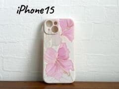 iPhone15 케이스 커버 스마트폰 케이스 핑크 꽃무늬