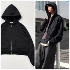 24aw NULLUS ファー フーディー ダブルジップ パーカー ブラック 系 24aw NULLUS ファー フーディー ダブルジップ パーカー ブラック