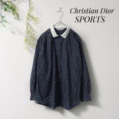 Christian Dior SPORTS ドット柄 襟付き ブラウス ネイビー - メルカリ