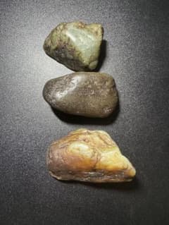 Xinjiang Hetian Jade Raw Stone Set of 3: Natural Hetian Jade Raw Stones, from an Old Family Collection, Ornamental Stone, Natural Stone Art.