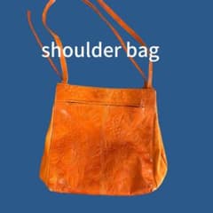 フルーツ柄 型押し レザー ショルダーバッグ オレンジ ブラウンのサムネイル