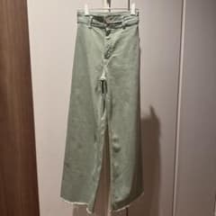 ZARA ハイウエスト ワイドパンツ デニム ライトグリーンのサムネイル