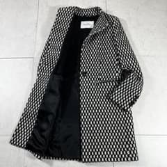 美品✨マックスマーラ　白タグ　現行　アルパカ混 コート ブラック 36 ✨極美品 マックスマーラ 白タグ 格子チェック スタンドカラーコート