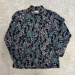 90s 総柄カットソー メンズ ハイネック ボタニカル柄 レトロ 古着