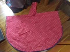 ドット柄 レインポンチョ レッド 収納袋付きのサムネイル
