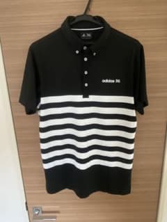 adidas ストライプ ポロシャツ 黒/白のサムネイル