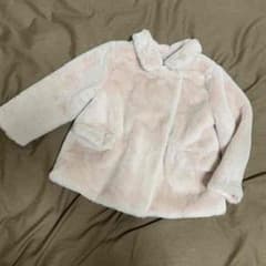 zara babyピンクファーコート♥裏地チェック♥ボタン留めファーJKのサムネイル
