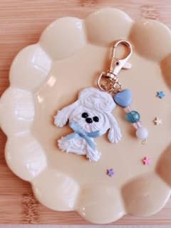 ハンドメイド ホイップ犬キーチェーン じゃらじゃらキーチェーン