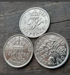 英国の幸せのシックスペンス イギリス ラッキー6ペンス 3枚セット