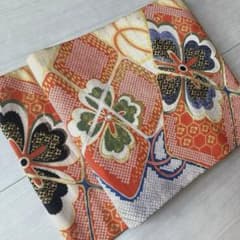 アンティーク名古屋帯 花模様 古典柄 織り出し 正絹 大正ロマン N5-30