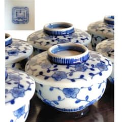 伊万里 染付 蓋付き茶碗 6客 飯碗 梅 レトロ アンティーク 冬 春 伊万里 染付 蓋付き茶碗 6客 飯碗 梅 レトロ アンティーク 春 夏