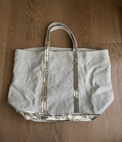 vanessabruno ベージュリネンx スパンコール ラージトートバッグ 