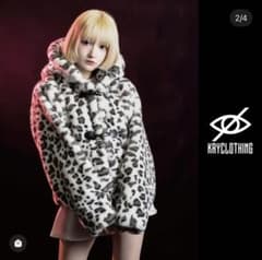 KRYclothing レオパード柄 スタッズダッフルコートのサムネイル