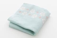 水色 花柄刺繍 タオルハンカチのサムネイル
