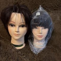 美容師国家試験用 オールウェーブセッティング未カット 練習用カット済2体セットのサムネイル