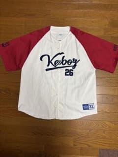 Keboz ×FROCLOBコラボ ベースボールシャツ ホワイト レッド XLのサムネイル