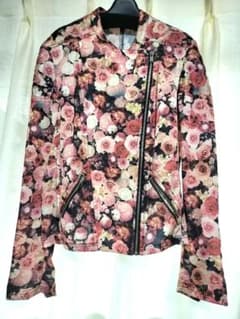 花柄☆シャツジャケットライダースジャケット サテンブルゾン薔薇のサムネイル