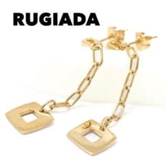 ルジアダ RUGIADA K18YG チェーン ピアス スクエアデザイン - メルカリ