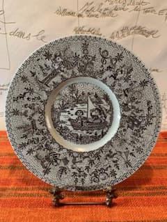 ビヨンヴィンブラッド ビンテージのレアな初期の絵の皿！公園で楽しく