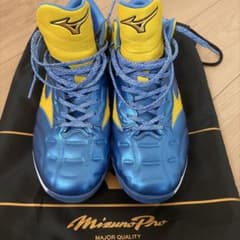 MizunoPro クッションレボプロ ブルー/イエロー 収納袋付ミドルカット