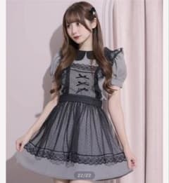 pium チュールエプロン付きドーリーミニワンピ ミックス×ブラック チュールエプロン付きドーリーミニワンピ – pium