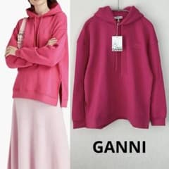 【新品】GANNI ガニー　ピンク スウェット 長袖 パーカー 新品】GANNI ガニー ピンク スウェット 長袖 パーカー - メルカリ