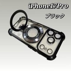 iPhone17Pro 스마트 폰 케이스 클리어 스탠드 머그 세이프 블랙